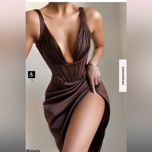House of CB FAYE dress sold out size small brown never worn brand new